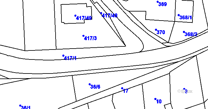 Parcela st. 416/6 v KÚ Kanice, Katastrální mapa