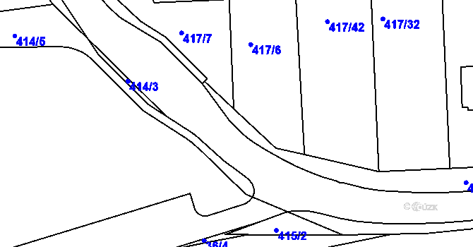 Parcela st. 416/7 v KÚ Kanice, Katastrální mapa