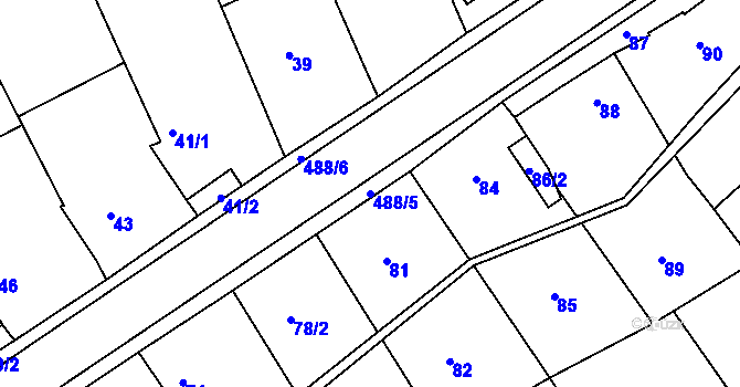 Parcela st. 488/5 v KÚ Kanice, Katastrální mapa