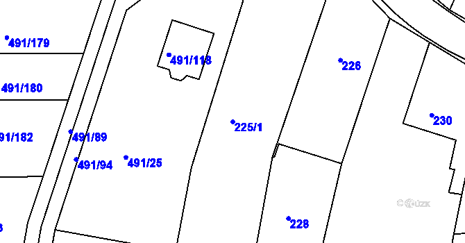 Parcela st. 225/1 v KÚ Kanice, Katastrální mapa