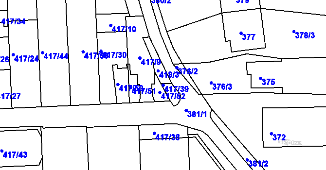 Parcela st. 417/39 v KÚ Kanice, Katastrální mapa