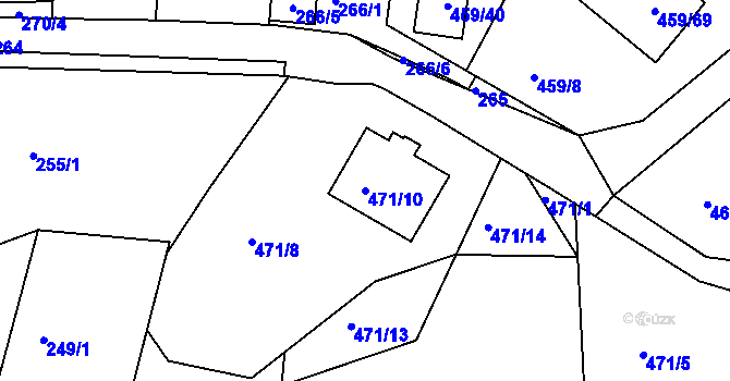Parcela st. 471/10 v KÚ Kanice, Katastrální mapa