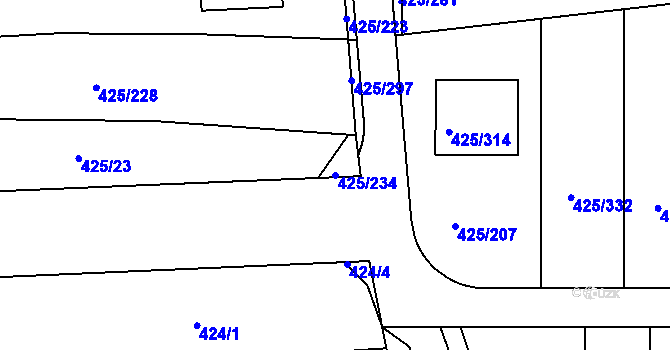 Parcela st. 425/234 v KÚ Kanice, Katastrální mapa