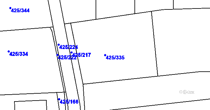 Parcela st. 425/335 v KÚ Kanice, Katastrální mapa