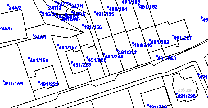 Parcela st. 491/244 v KÚ Kanice, Katastrální mapa