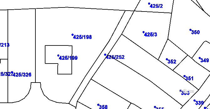 Parcela st. 425/252 v KÚ Kanice, Katastrální mapa