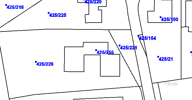 Parcela st. 425/255 v KÚ Kanice, Katastrální mapa