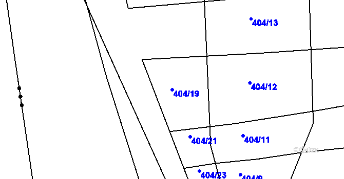 Parcela st. 404/19 v KÚ Kanice, Katastrální mapa