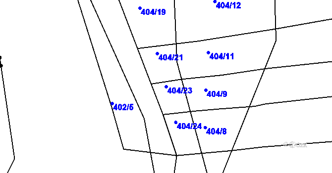 Parcela st. 404/23 v KÚ Kanice, Katastrální mapa