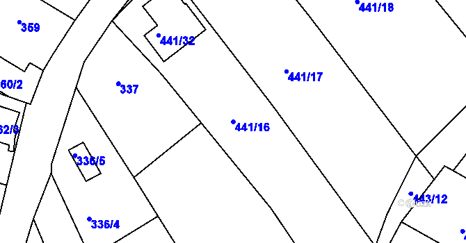 Parcela st. 441/16 v KÚ Kanice, Katastrální mapa