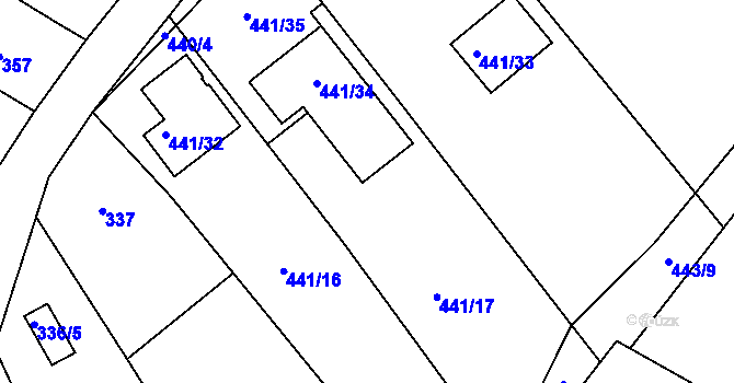 Parcela st. 441/17 v KÚ Kanice, Katastrální mapa