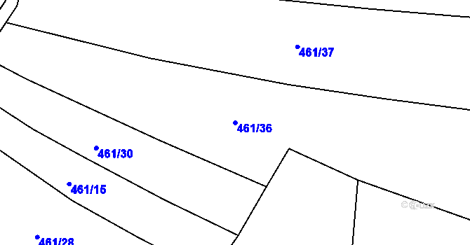 Parcela st. 461/36 v KÚ Kanice, Katastrální mapa