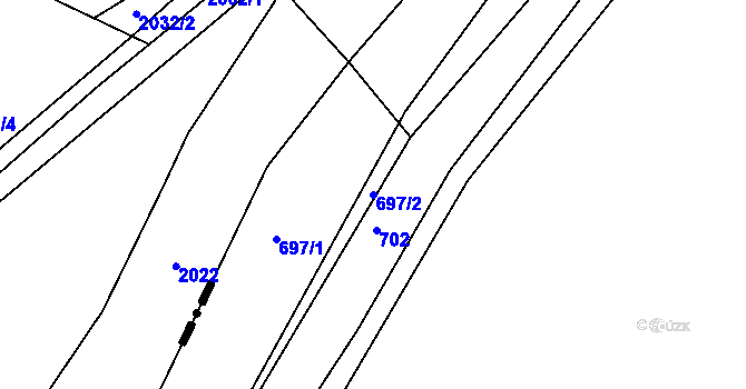 Parcela st. 697/2 v KÚ Kanice, Katastrální mapa
