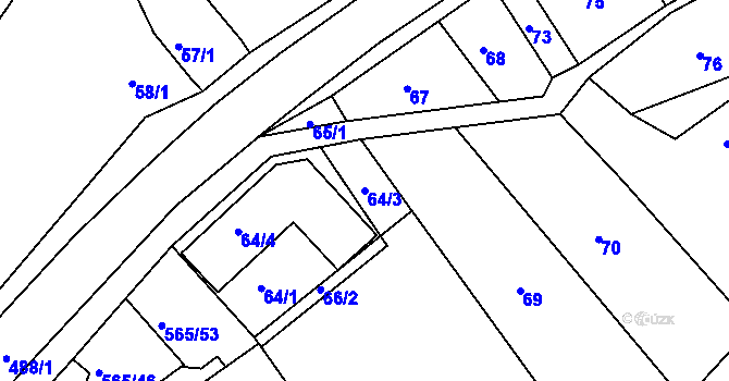 Parcela st. 64/3 v KÚ Kanice, Katastrální mapa