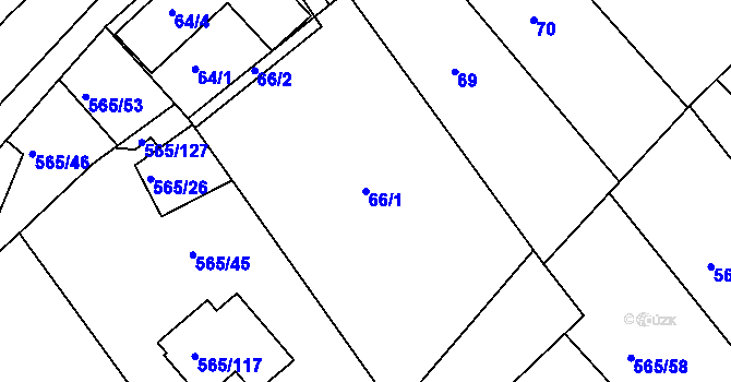 Parcela st. 66/1 v KÚ Kanice, Katastrální mapa