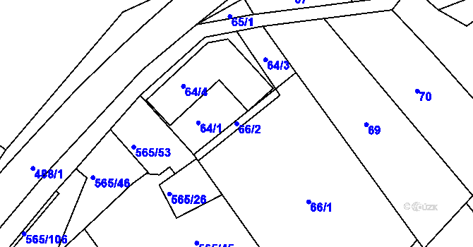 Parcela st. 66/2 v KÚ Kanice, Katastrální mapa