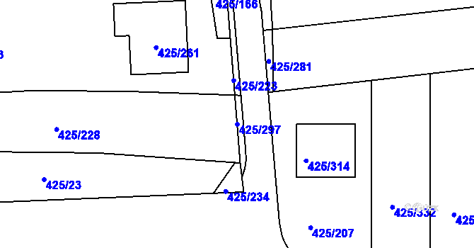 Parcela st. 425/297 v KÚ Kanice, Katastrální mapa