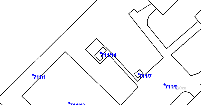 Parcela st. 711/14 v KÚ Kanice, Katastrální mapa