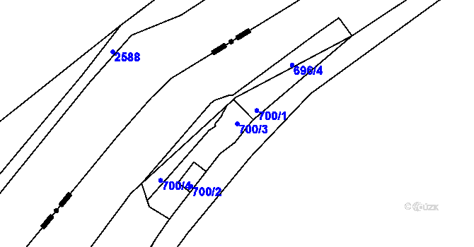 Parcela st. 700/3 v KÚ Kanice, Katastrální mapa