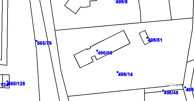 Parcela st. 496/50 v KÚ Kanice, Katastrální mapa