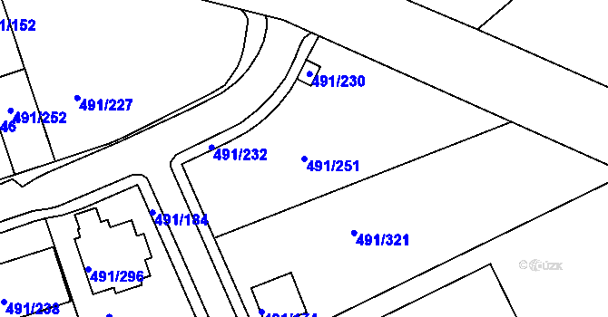 Parcela st. 491/251 v KÚ Kanice, Katastrální mapa