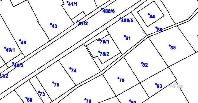 Parcela st. 78/2 v KÚ Kanice, Katastrální mapa