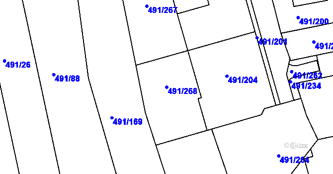 Parcela st. 491/268 v KÚ Kanice, Katastrální mapa