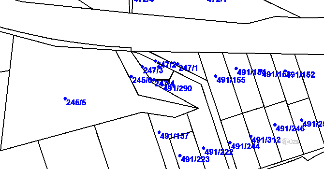 Parcela st. 491/290 v KÚ Kanice, Katastrální mapa