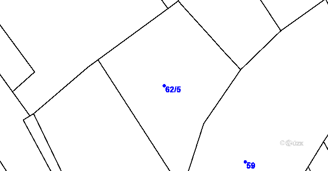 Parcela st. 62/5 v KÚ Kanice, Katastrální mapa
