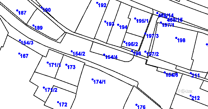 Parcela st. 154/4 v KÚ Kanice, Katastrální mapa