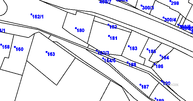 Parcela st. 162/3 v KÚ Kanice, Katastrální mapa