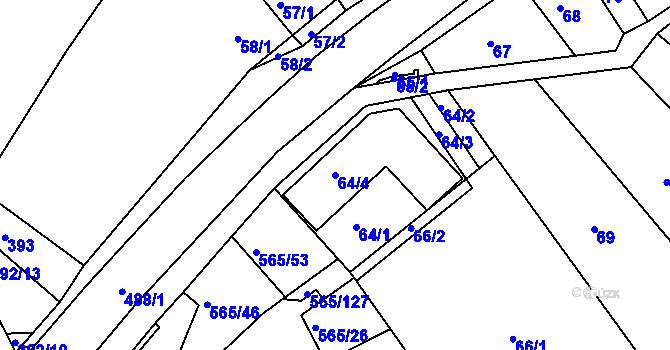 Parcela st. 64/4 v KÚ Kanice, Katastrální mapa