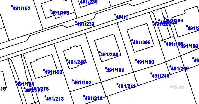 Parcela st. 491/294 v KÚ Kanice, Katastrální mapa