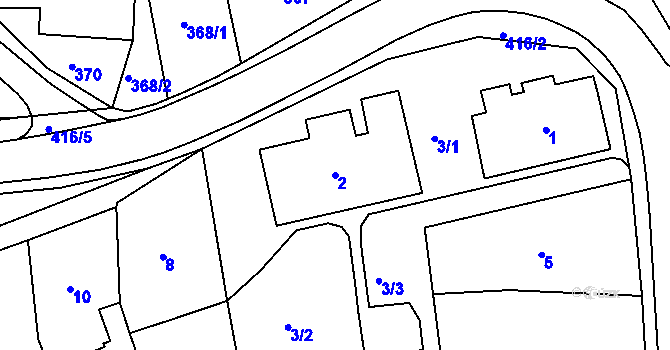 Parcela st. 2 v KÚ Kanice, Katastrální mapa