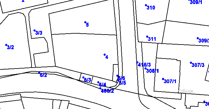 Parcela st. 4 v KÚ Kanice, Katastrální mapa