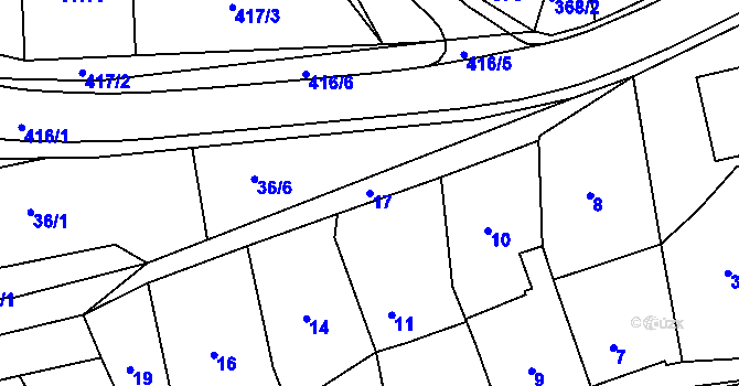 Parcela st. 17 v KÚ Kanice, Katastrální mapa