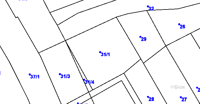 Parcela st. 31/1 v KÚ Kanice, Katastrální mapa