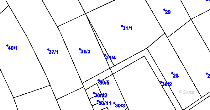 Parcela st. 31/4 v KÚ Kanice, Katastrální mapa