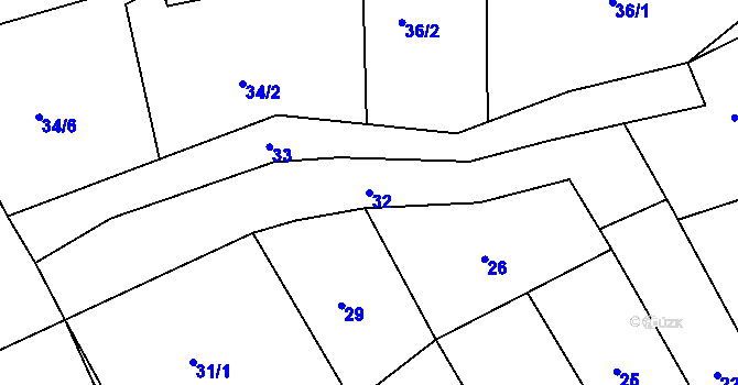 Parcela st. 32 v KÚ Kanice, Katastrální mapa