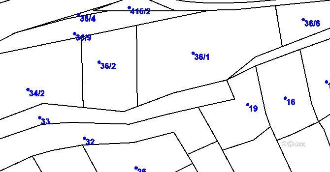 Parcela st. 34/1 v KÚ Kanice, Katastrální mapa