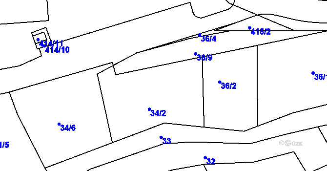 Parcela st. 35/2 v KÚ Kanice, Katastrální mapa