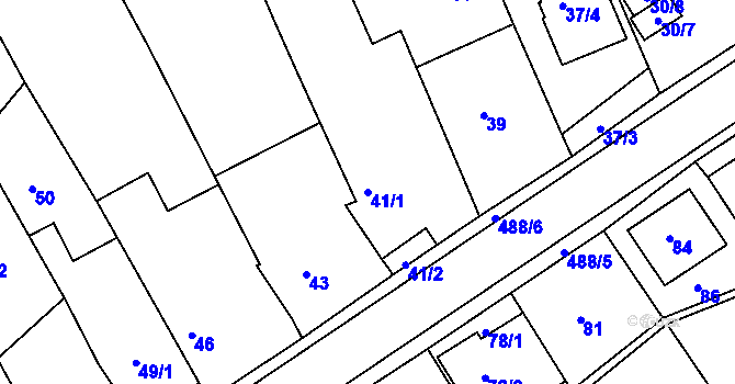 Parcela st. 41/1 v KÚ Kanice, Katastrální mapa