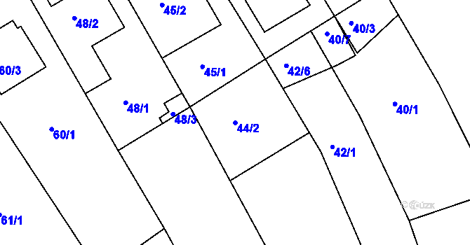 Parcela st. 44/2 v KÚ Kanice, Katastrální mapa