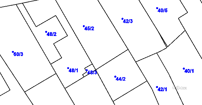 Parcela st. 45/1 v KÚ Kanice, Katastrální mapa