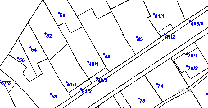 Parcela st. 46 v KÚ Kanice, Katastrální mapa