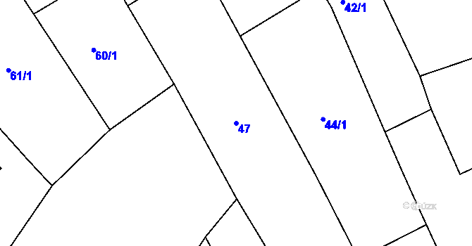 Parcela st. 47 v KÚ Kanice, Katastrální mapa