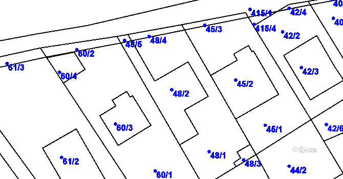 Parcela st. 48/2 v KÚ Kanice, Katastrální mapa