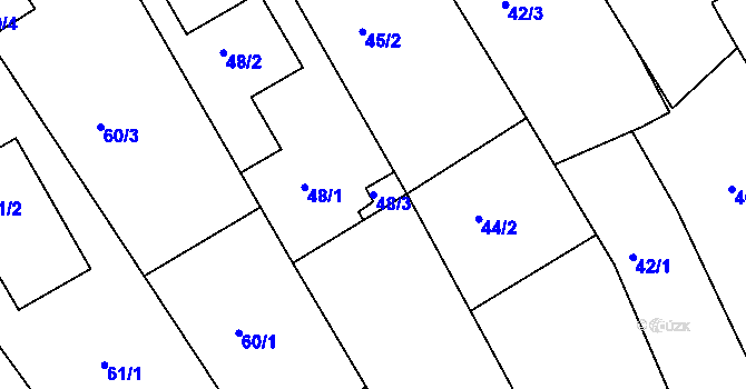 Parcela st. 48/3 v KÚ Kanice, Katastrální mapa