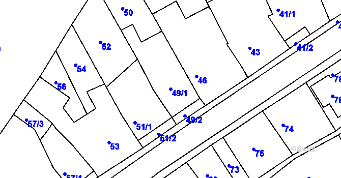 Parcela st. 49/1 v KÚ Kanice, Katastrální mapa