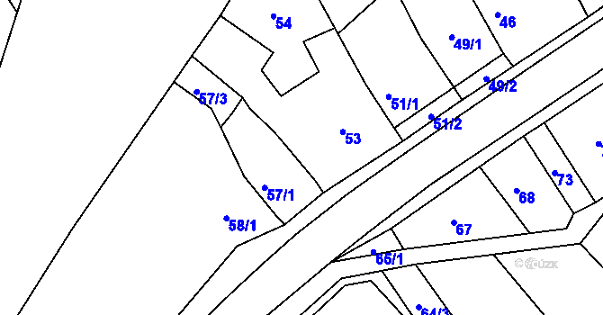 Parcela st. 55 v KÚ Kanice, Katastrální mapa